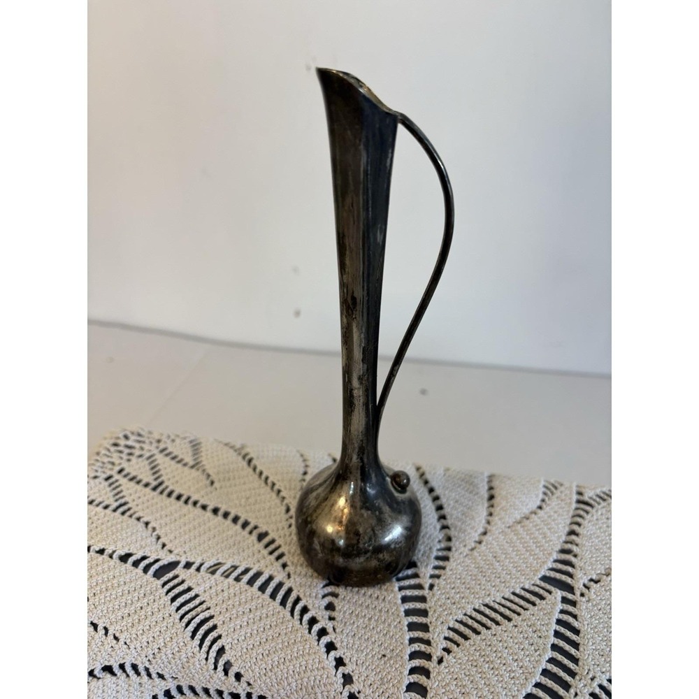 Vintage Silver-Plated Bud Vases M. H Hong Kong 7" High, Art Deco